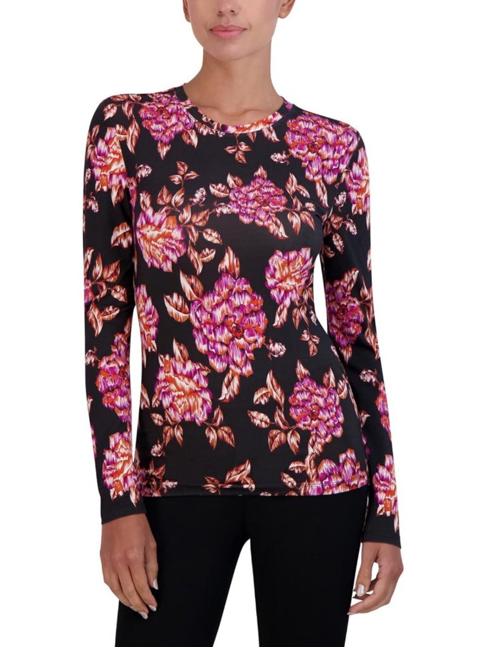 Fitted Long Sleeve Knit Top for Women - Crew Neck, Stylish & Comfortable Shirt